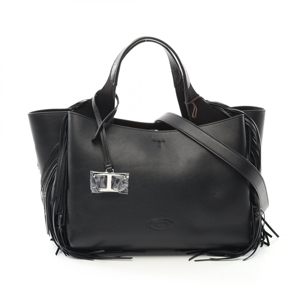 TOD'S SHoulder Handbag XBWAPAFL1F0XEAB999 leather Black NEW Women Fringe