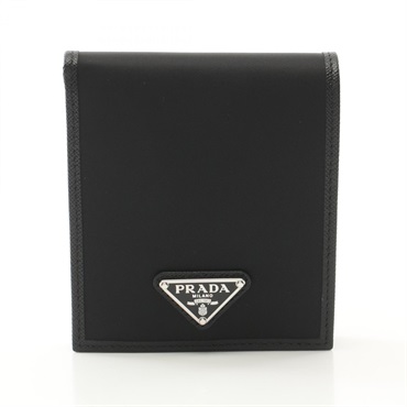PRADA TESSUTO SAFFIAN Bi-fold wallet purse 2MO7382DMHF0002 Nylon leather nero
