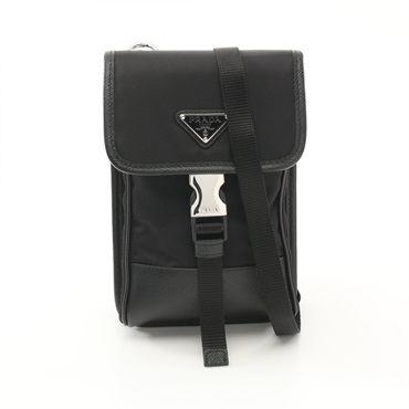 PRADA TESSUTO＋SAFFIAN Shoulder Bag Nylon Saffiano leather Black NEW Women