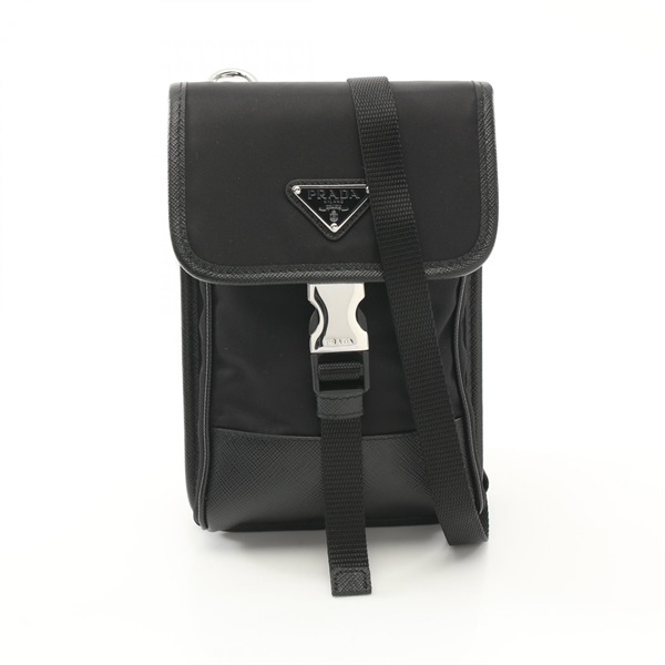 PRADA TESSUTO＋SAFFIAN Shoulder Bag Nylon Saffiano leather Black NEW Women