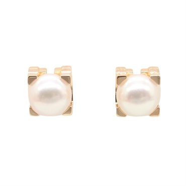 CARTIER C de Cartier Akoya pearl Pierced earrings 18KPG Pink Rose Gold Used