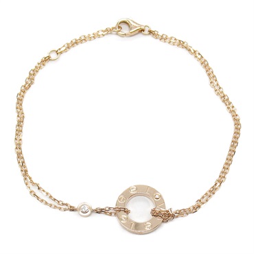 CARTIER Love Circle Diamond Bracelet 18KPG Pink Rose Gold Used Women