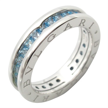 BVLGARI B-zero1 Blue Topaz 1 Band Ring 18KWG White Gold Used women #52 US size 6