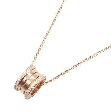 BVLGARI B-zero1 Diamond Necklace 18KPG Pink Rose Gold Used Unisex Pendant
