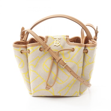 BURBERRY Peony 2way shoulder Handbag canvas leather Beige Used Women crossbody