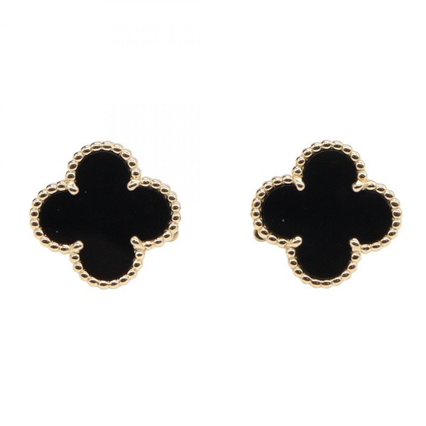 Van Cleef & Arpels Vintage Alhambra Onyx Pierced earrings 18KYG Gold Black Used