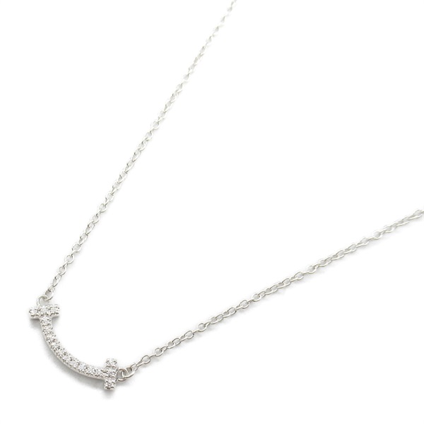 TIFFANY＆CO T Smile Mini Diamond Necklace 18KWG White Gold Used women