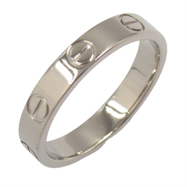 CARTIER Mini Love Ring 18KWG White Gold Used women US size 5.75 #51