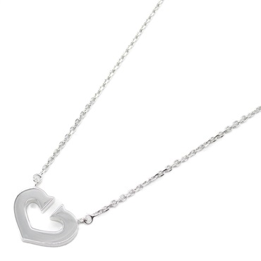 CARTIER C Heart Necklace Pendant 18KWG White Gold Used women