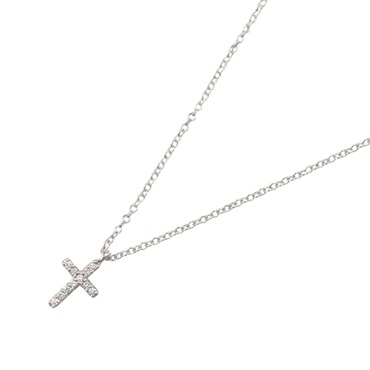 TIFFANY＆CO Small Cross Diamond Necklace Pendant 18KWG White Gold Used women