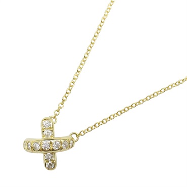TIFFANY＆CO Cross Stitch Diamond Necklace Pendant 18KYG Yellow Gold Used women