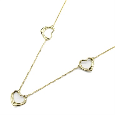 TIFFANY＆CO Open Heart 3 Motif Necklace 18KYG Yellow Gold Used women