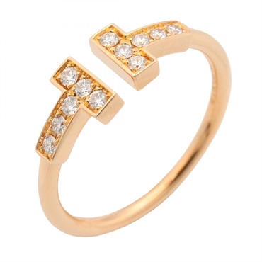 TIFFANY＆CO T-wire Diamond Ring 18KRG Pink Rose Gold Used Women US Size 5.25