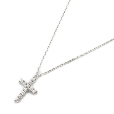 CARTIER Symbol Cross Diamond Necklace Pendant 18KWG White Gold Used women