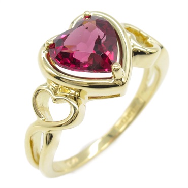 TIFFANY＆CO Garnet Heart Ring 18KYG Yellow Gold Red Used women US size 7.25