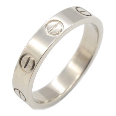 CARTIER Mini Love Ring 18KWG White Gold Used unisex US size 5.25 #50