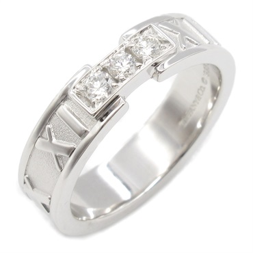 TIFFANY＆CO Atlas Diamond Ring 18KWG White Gold used women US size 6.75 logo