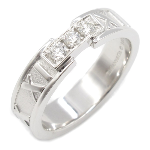 TIFFANY＆CO Atlas Diamond Ring 18KWG White Gold used women US size 6.75 logo