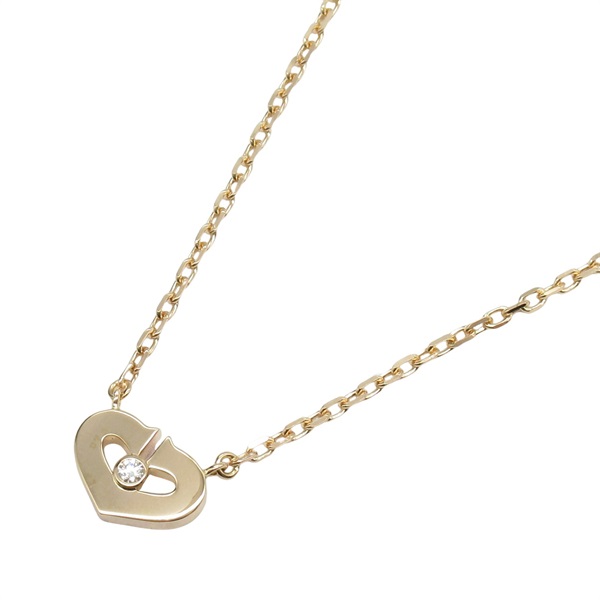 CARTIER C Heart Diamond Necklace Pendant 18KPG Pink Rose Gold Used women