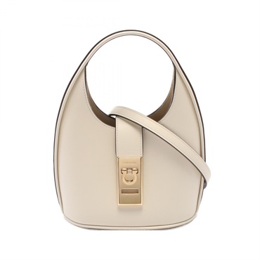 Salvatore Ferragamo Gancini Small Hobo Hand shoulder crossbody bag leather Beige