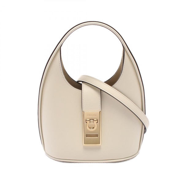 Salvatore Ferragamo Gancini Small Hobo Hand shoulder crossbody bag leather Beige
