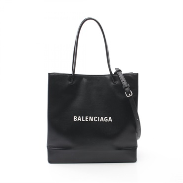BALENCIAGA Shopping M Tote shoulder crossbody Bag 597860 leather Black Used