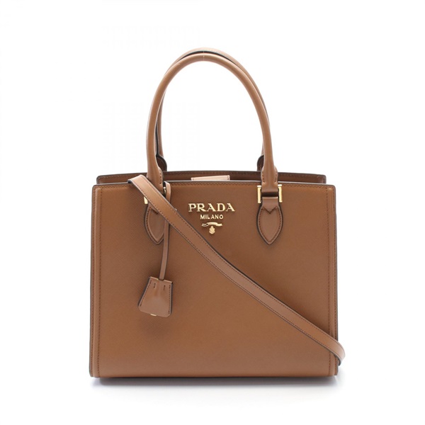 PRADA 2way shoulder crossbody Hand bag saffiano leather Brown Used