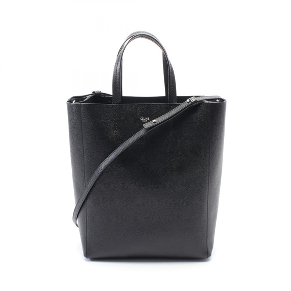 CELINE Vertical Small Cabas Tote shoulder crossbody Bag 176183 leather Black