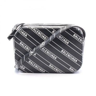 BALENCIAGA EVERYDAY Camera XS Shoulder Bag 552372 leather Black White Used Women