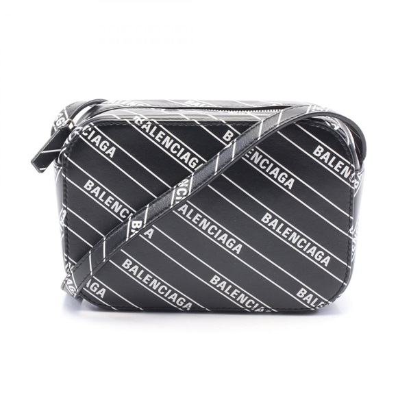 BALENCIAGA EVERYDAY Camera XS Shoulder Bag 552372 leather Black White Used Women