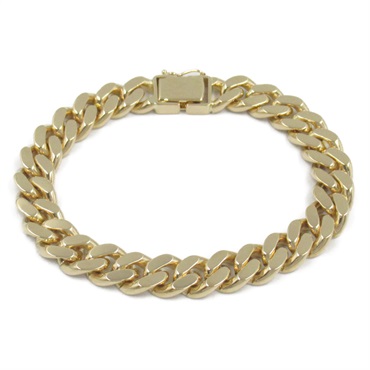 JEWELRY Single 2 sided Flat link chain Bracelet 18KYG Yellow Gold Used unisex