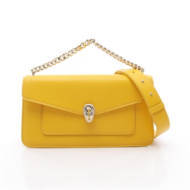 BVLGARI Serpenti Forever Chain shoulder Handbag leather Yellow Used Women GHW