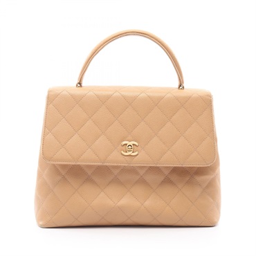 CHANEL Matelasse Top handle Handbag A12397 leather Beige Used Women GHW CC