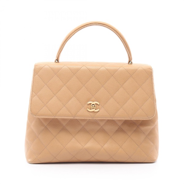 CHANEL Matelasse Top handle Handbag A12397 leather Beige Used Women GHW CC