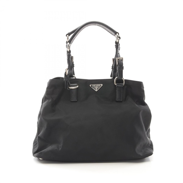 PRADA Shoulder Tote Bag Nylon leather Black Used Women logo