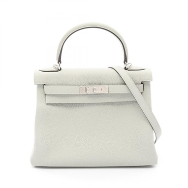 HERMES Kelly 28 2way Handbag Togo leather Green Grineve Used Women B SHW