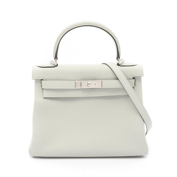 HERMES Kelly 28 2way Handbag Togo leather Green Grineve Used Women B SHW