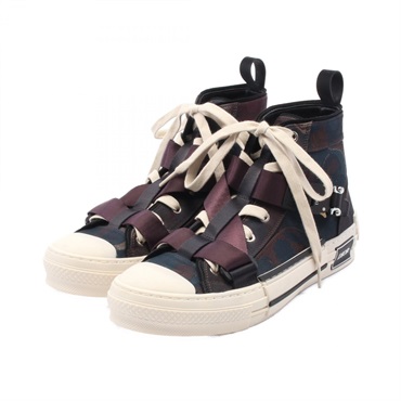 Christian Dior Sneakers Leather Fabric Brown Black Multicolor #41 Used Mens CD