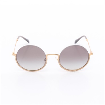 Miu Miu sunglasses eyewear SMU69U Gold Plated Plastic Rhinestone Gold Used Women