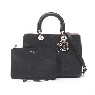 Dior Diorissimo 2way Shoulder Handbag leather Black Used Women SHW