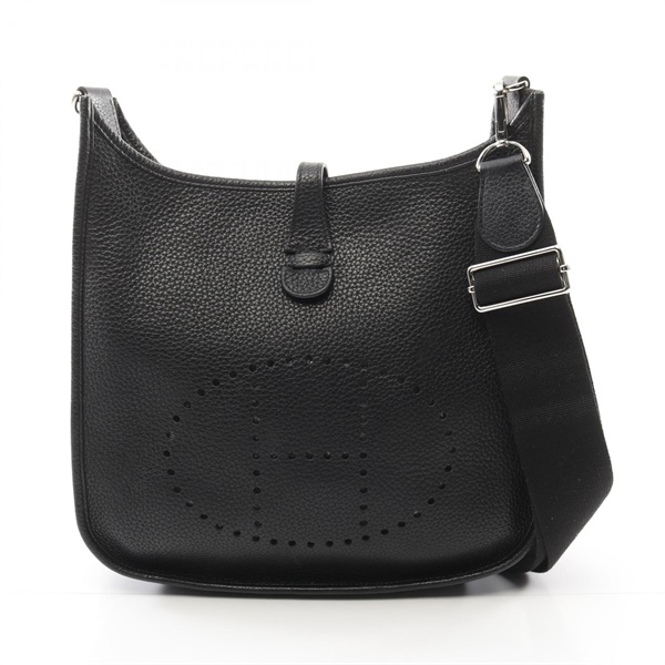 HERMES Evelyne 3 Troyes PM Shoulder Bag Clemence leather Black Used Women P SHW