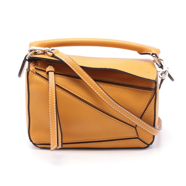 LOEWE Puzzle Edge Mini 2way Shoulder Handbag leather Orange Used Women
