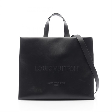 LOUIS VUITTON Shopper Tote MM 2way shoulder Bag M13979 leather Black Used mens