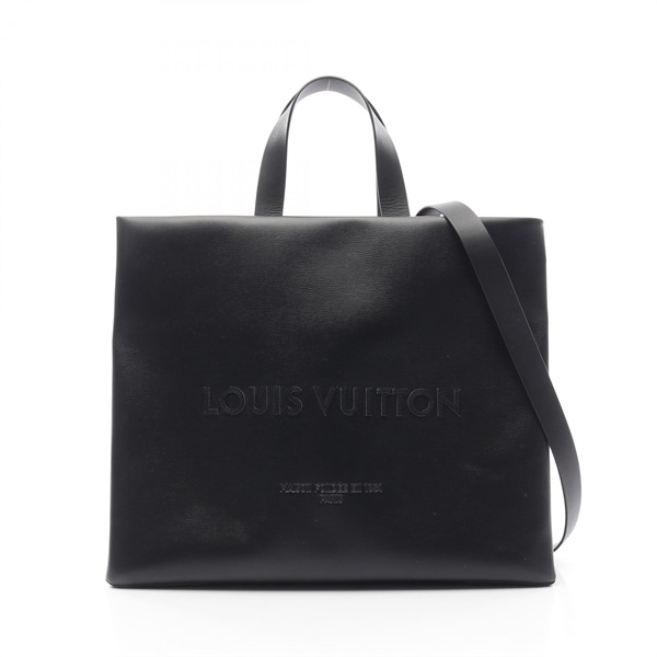 LOUIS VUITTON Shopper Tote MM 2way shoulder Bag M13979 leather Black Used mens