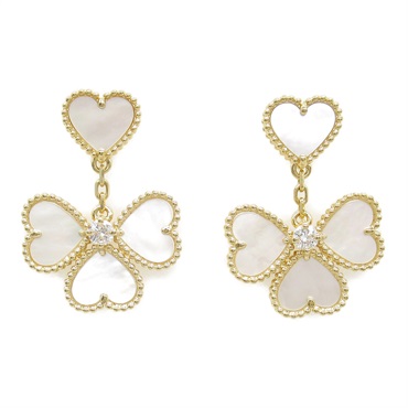 Van Cleef & Arpels Sweet Alhambra effeuillage Pierced earrings 18KYG Gold MOP