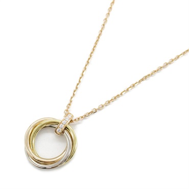 CARTIER Trinity Necklace Diamond 18KYG Yellow 18KPG 18KWG Three gold used women