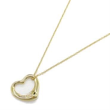 TIFFANY＆CO Diamond Open Heart Necklace Pendant 18KYG Yellow Gold Used women