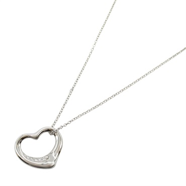 TIFFANY＆CO Open Heart Necklace Diamond Pendant Pt950 Platinum Used women