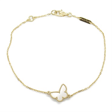 Van Cleef & Arpels Sweet Alhambra Papillon Bracelet MOP 18KYG Yellow Gold White
