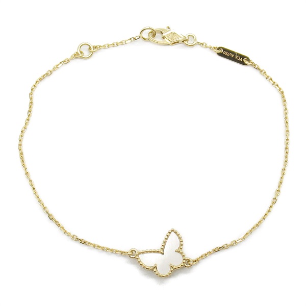 Van Cleef & Arpels Sweet Alhambra Papillon Bracelet MOP 18KYG Yellow Gold White